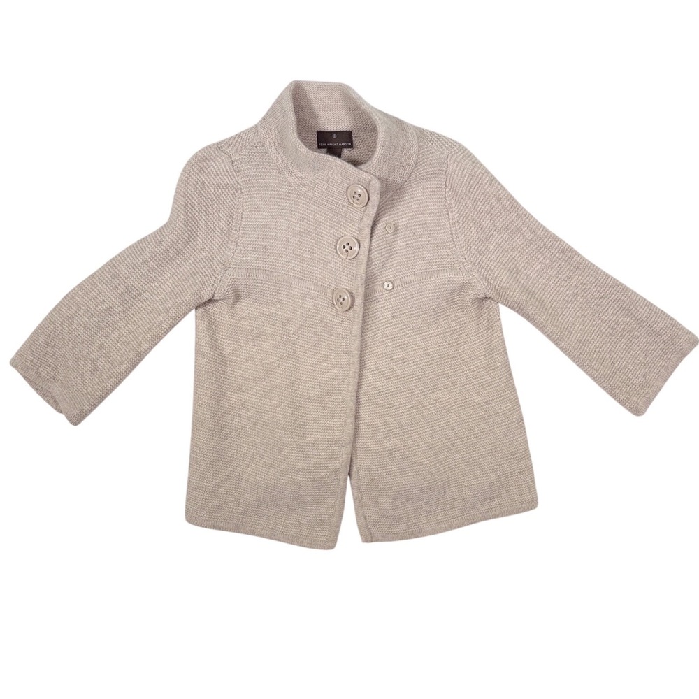 Fenn Wright Manson Tan Lambswool Angora Blend Knit Cardigan Sweater‎ Mock Neck M